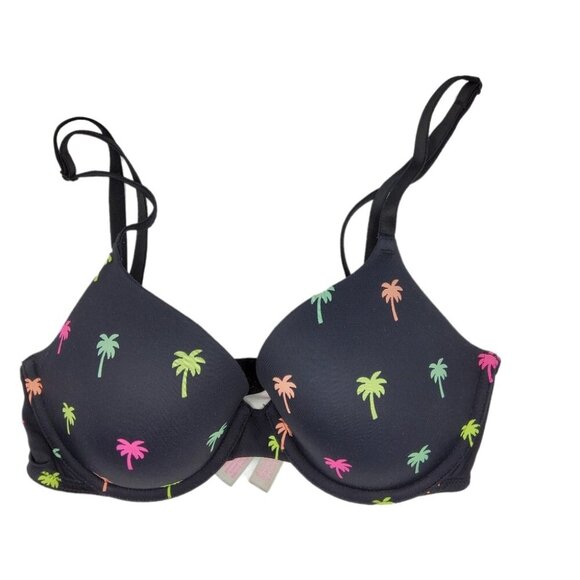 PINK T-Shirt Bra Women 32D Black Wear Everywhere Underwire Victoria's Secret - Picture 3 of 10